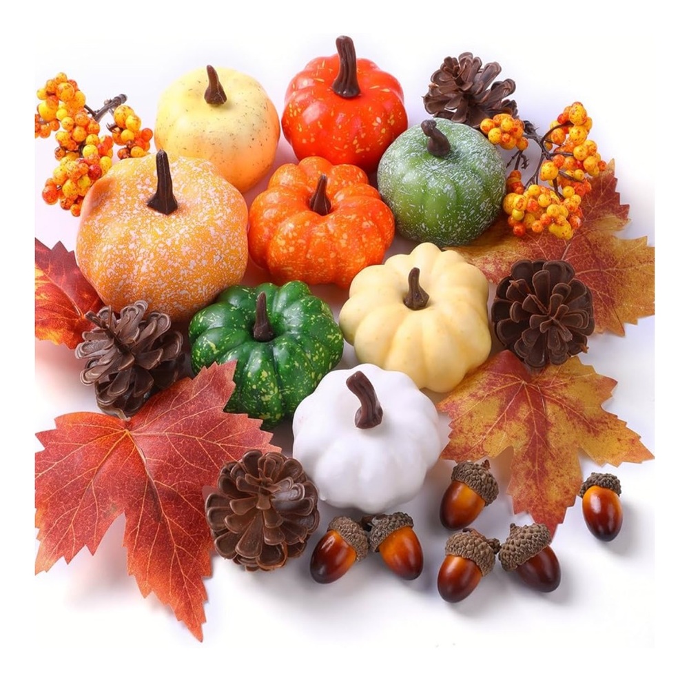 🆕 22Pcs Fall Mini Pumpkin Decorations Realistic Pumpkins Decor
